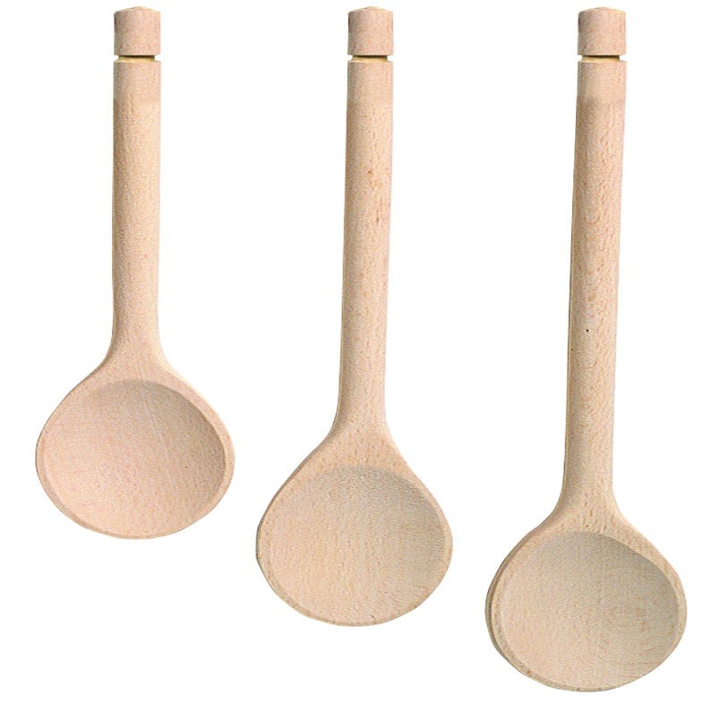 Set 3 cucchiai mestoli in legno di faggio