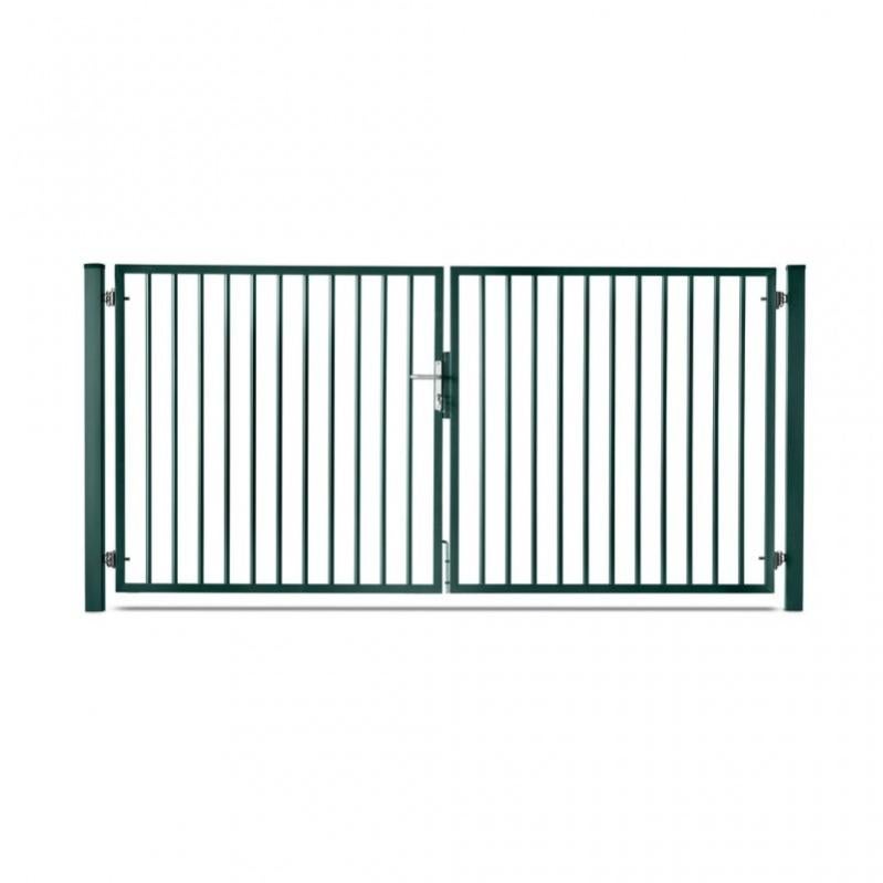 Portillon Barreaudé Acier Galvanisé 1m De Large - Hauteur 1m, Couleur Vert, Pour Clôture Jardin