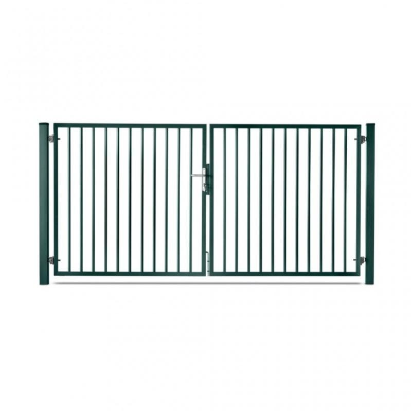 Portillon Barreaudé Acier Galvanisé 1m De Large - Hauteur 1m, Couleur Vert, Pour Clôture Jardin