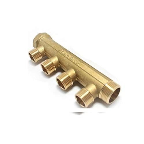 Collettore con dado libero maschio-femmina 3/4 e 3 uscite maschio 1/2 | Ottone | Connessione sicura e durevole | Facile da installare | Ideale per idraulica | QUICK PLOMBERIE