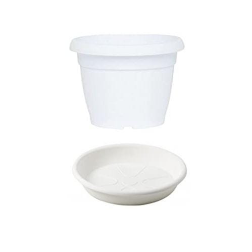 VASO ROTONDO SIMILCOTTO + Sottovaso SPAZZOLATO FIORI PIANTE Fioriere Plastica Bianco 25 Cm 88557090 VASO ROTONDO SIMILCOTTO + Sottovaso SPAZZOLATO FIORI PIANTE Fioriere Plastica Bianco 25 Cm 88557090