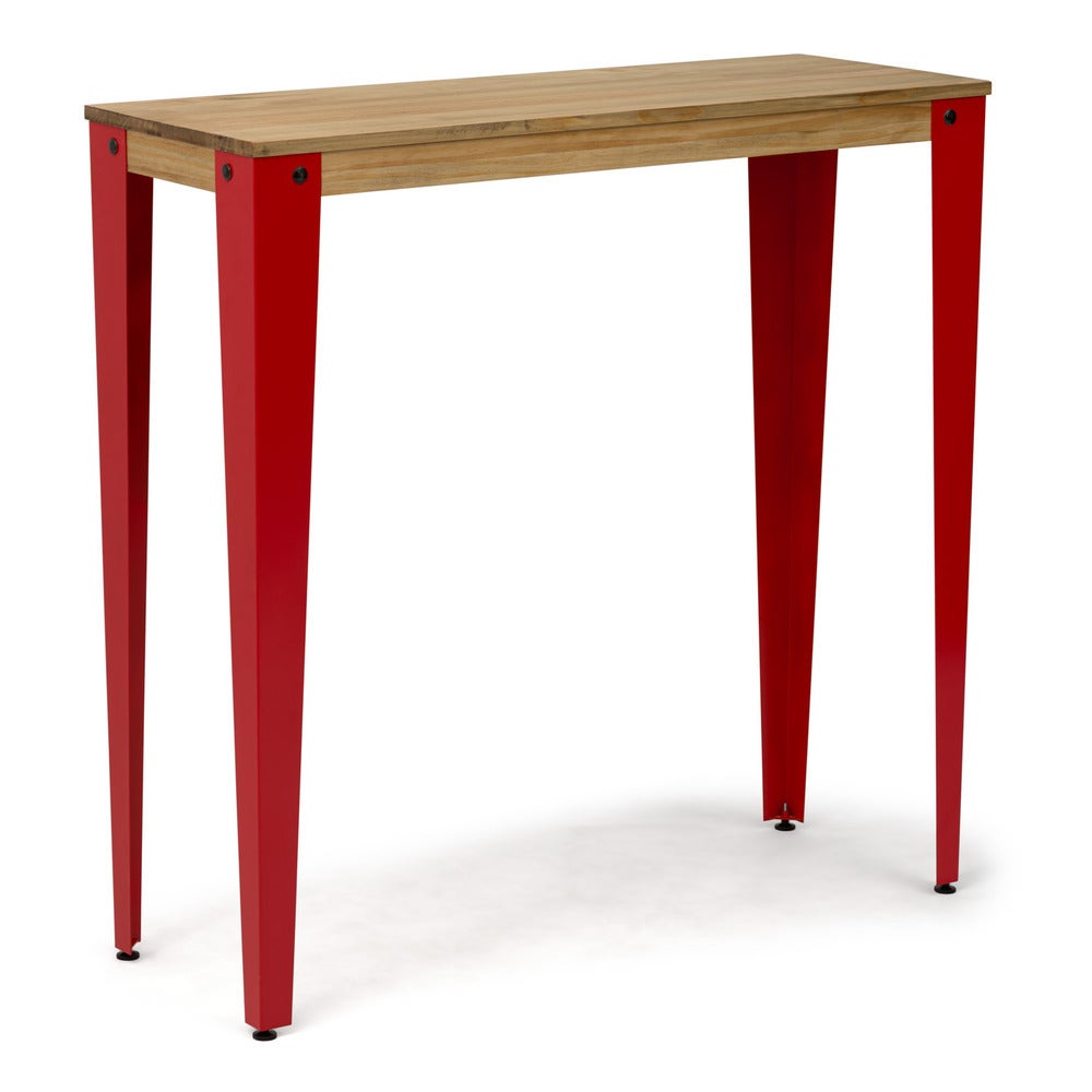 Tavolo alto Lunds 40x140x110cm Rosso in legno di pino massiccio finitura  vintage stile Industrial Box Furniture