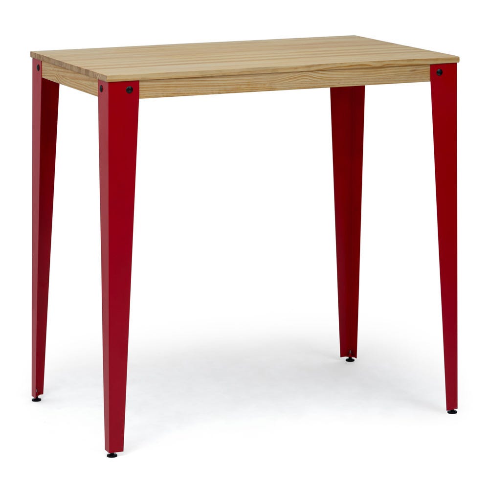 Tavolo alto Lunds 60x120x110cm Rosso in legno di pino massiccio finitura  naturale Stile nordico Mobili Box industriali