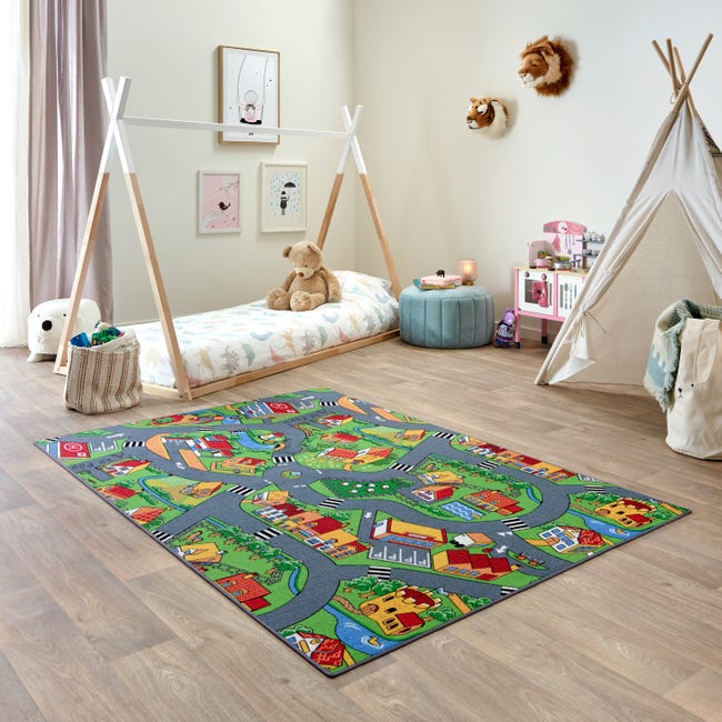 Carpet Studio Tapis de Jeu Enfant 140x200cm, Little Village, Tapis Circuit  Voiture, Lavable, Antidérapant