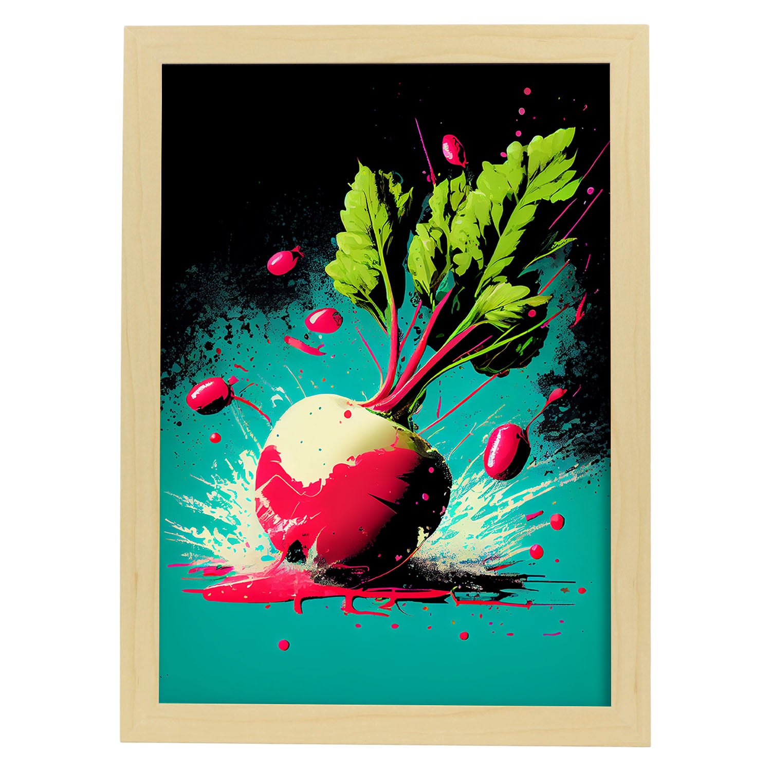 Nacnic Fragola Di Poster Di Frutta E Verdura Colorate Stampe Di Pop Moderni  Per Sala Da Pranzo O Della Zona Giorno A4 Con Cornici In Legno Chiaro