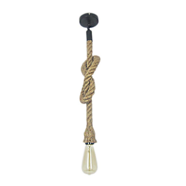 Portalampada e27 lampadario da soffitto in corda di canapa vintage pendente  a sospensione 150cm