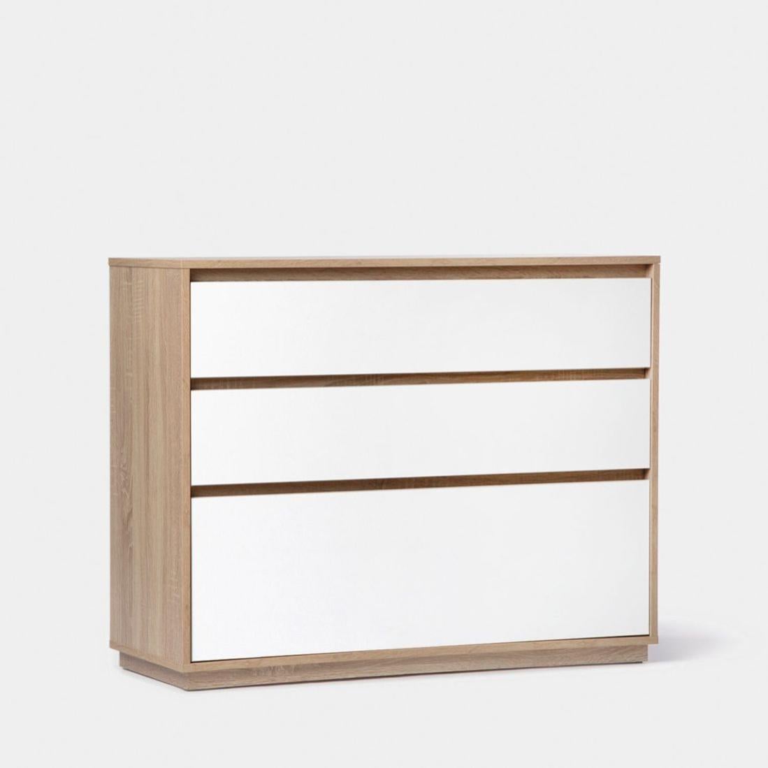 Vitrine Marblechic Bois De Teak Bi-couleur - Avec Tiroirs Et Porte Vitrée - 190 Cm
