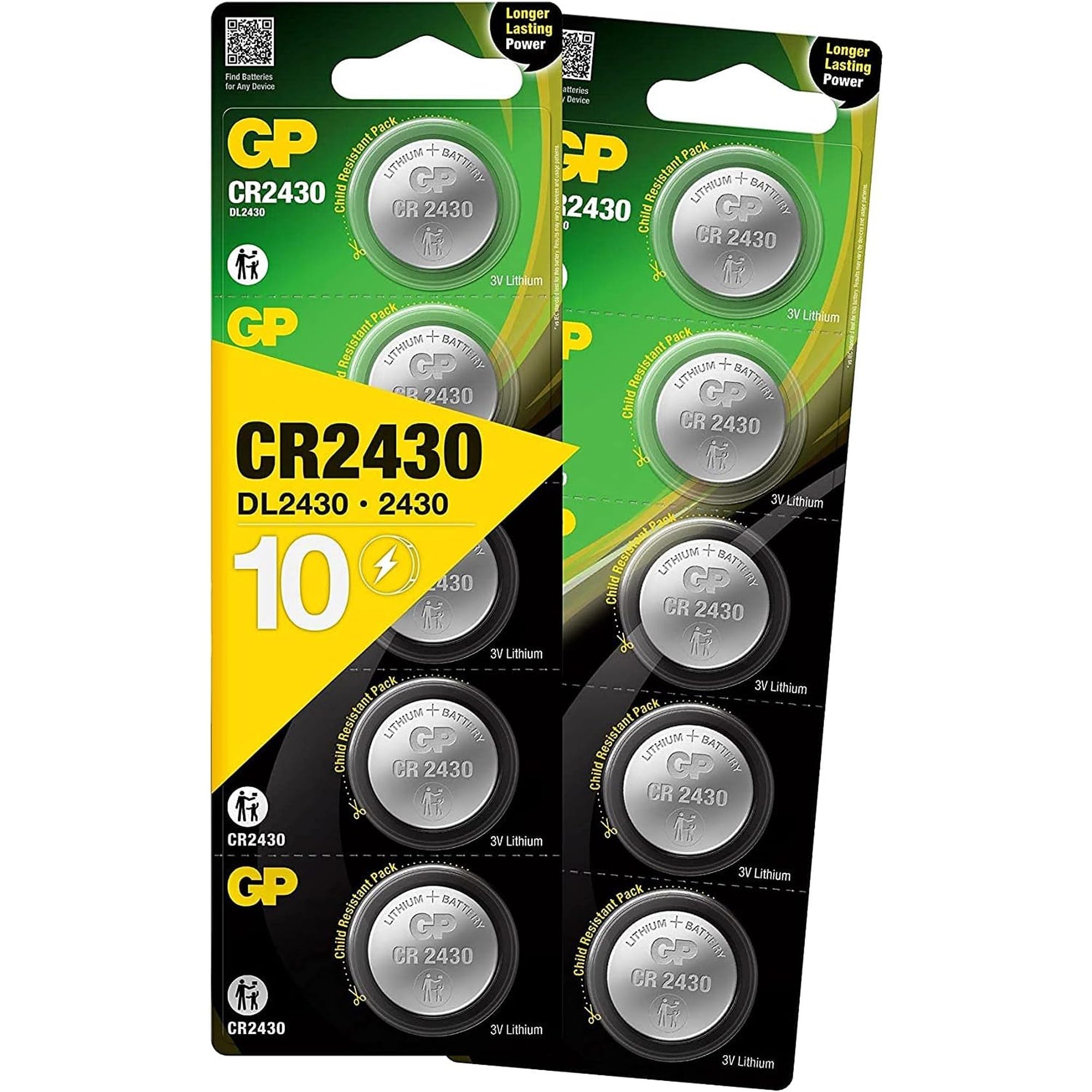Piles CR2430 - Lot de 10 Piles, GP, Batteries 2431 Lithium 3V, Longue  durée, très puissantes, utilisation quotidienne