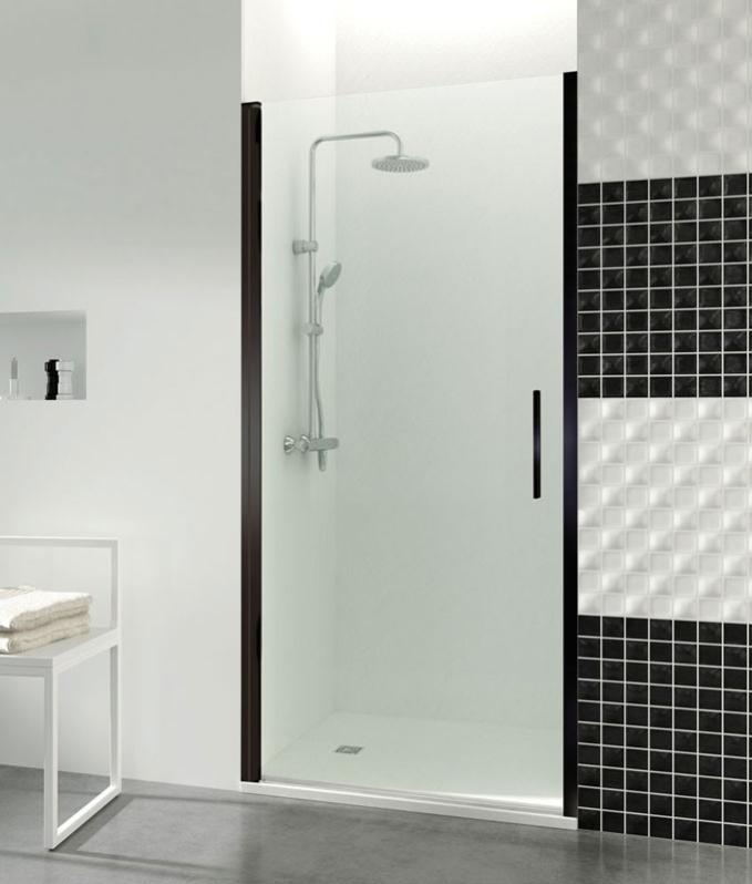 Porte de douche pliante OPEN BLACK Combi B Mesure 53,657,6 cm Leroy