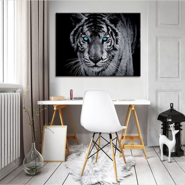 Impression sur Toile Tigre Animaux Nature Moderne 80x60 cm XXL