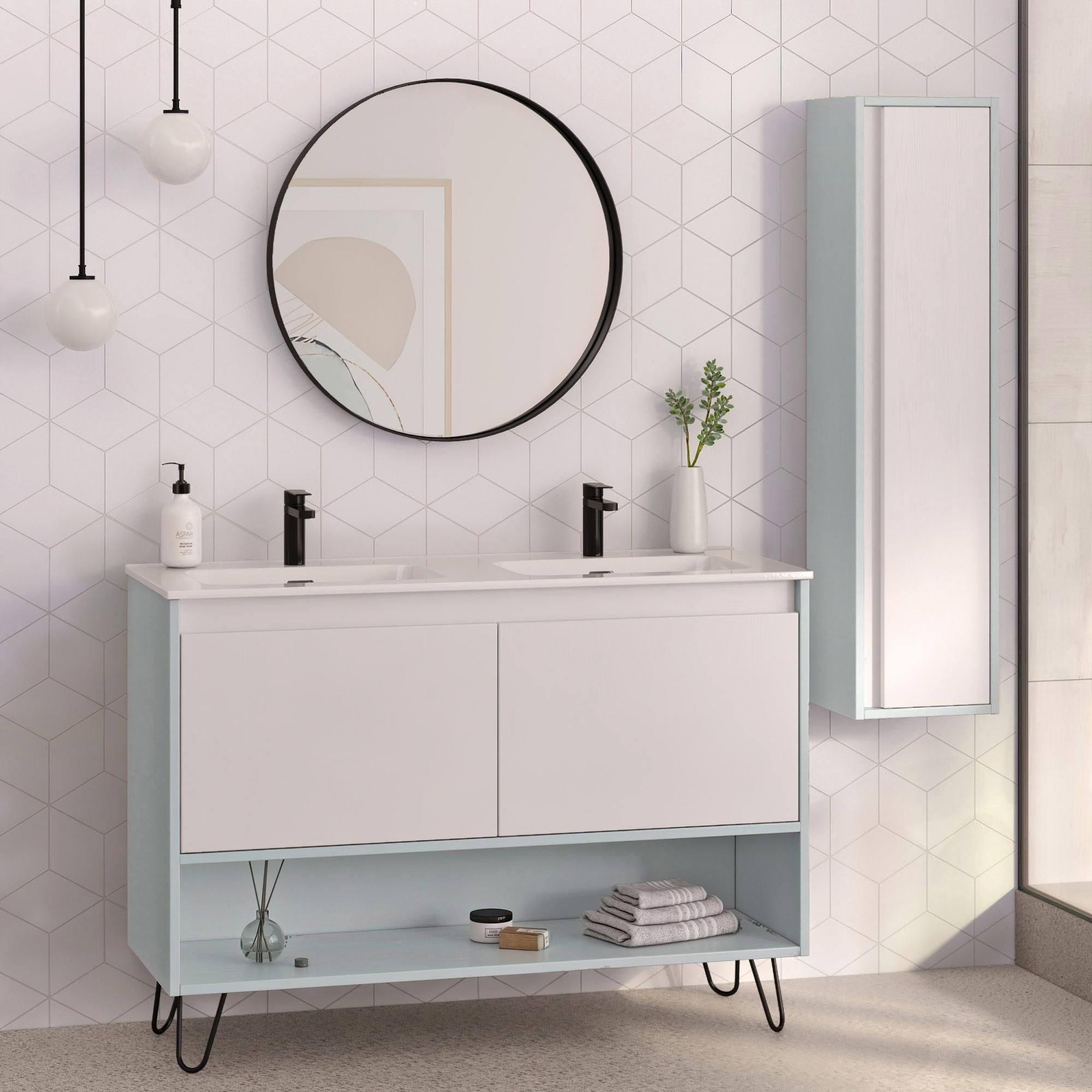 Meuble Sous-lavabo Salle De Bain 120 Cm - 4 Tiroirs Soft-close, Couleur Cachemire Mat - 5