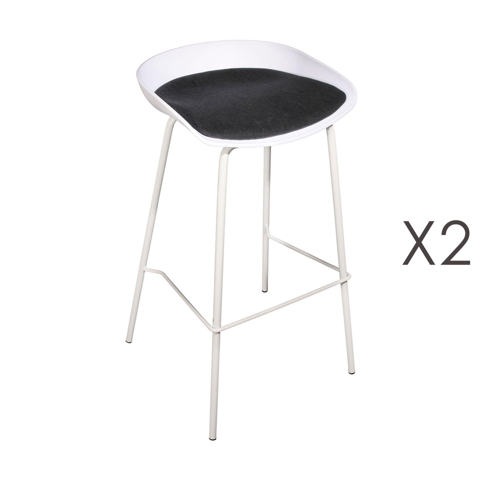 Lot de 2 tabourets de bar en métal noir et blanc - STOWE | Leroy Merlin