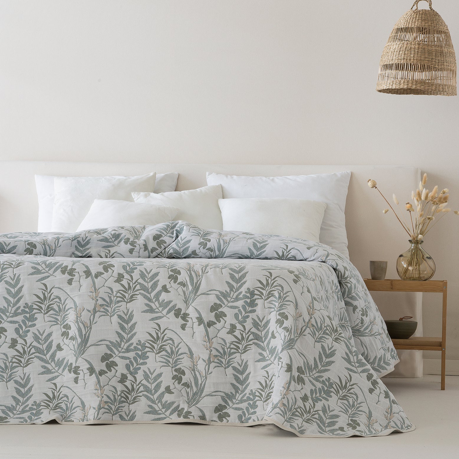 Colcha jacquard reversible algodón alessia azul cama 90 cm - 180x270 cm