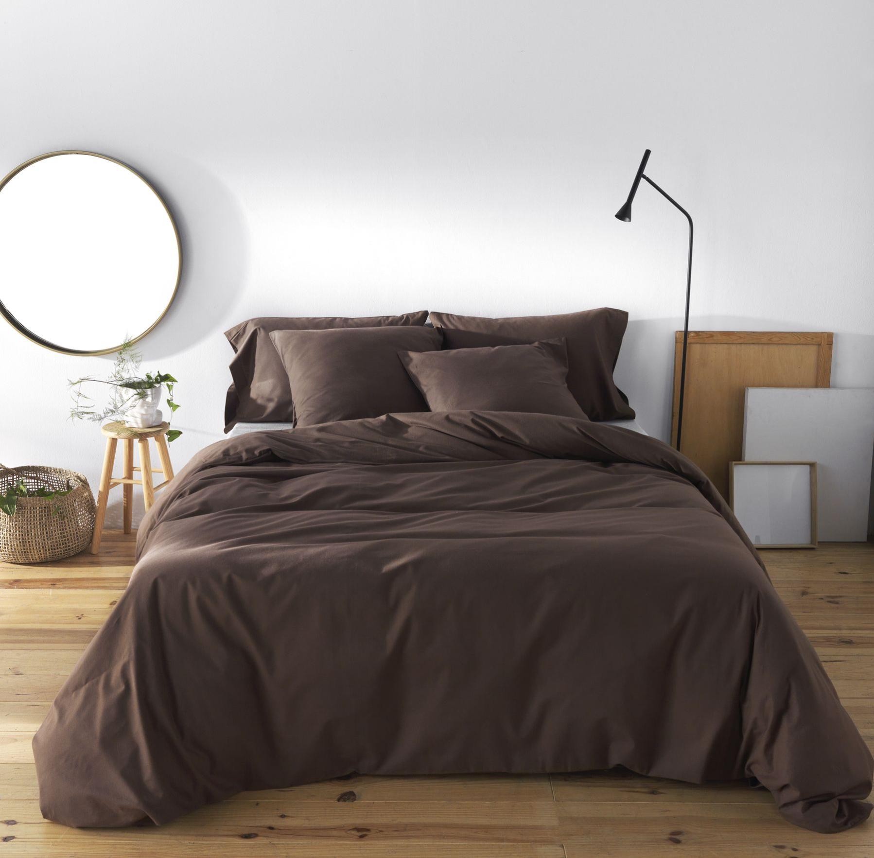 Housse de couette Liso Chocolat lit 135 cm - 220x220 cm, coton 200 fils