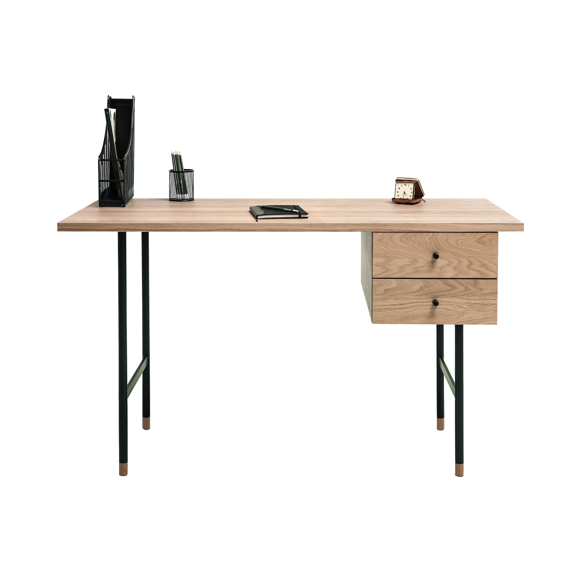 Bureau duo modulable - 180x80 cm - Noir / Chêne