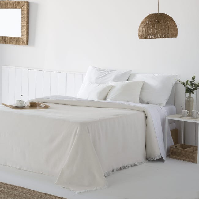 Colcha multiusos algodón Betty Verde 180x260 cm, plaid cama, cubrecama,  jarapa sofá, foulard sofá, cubresofá