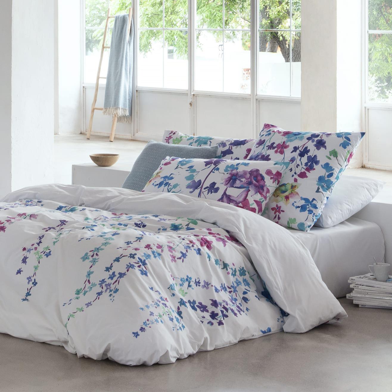 Funda nórdica haku blue cama 90 cm - 150x220 cm, algodón 200 hilos. cierre con corchetes.