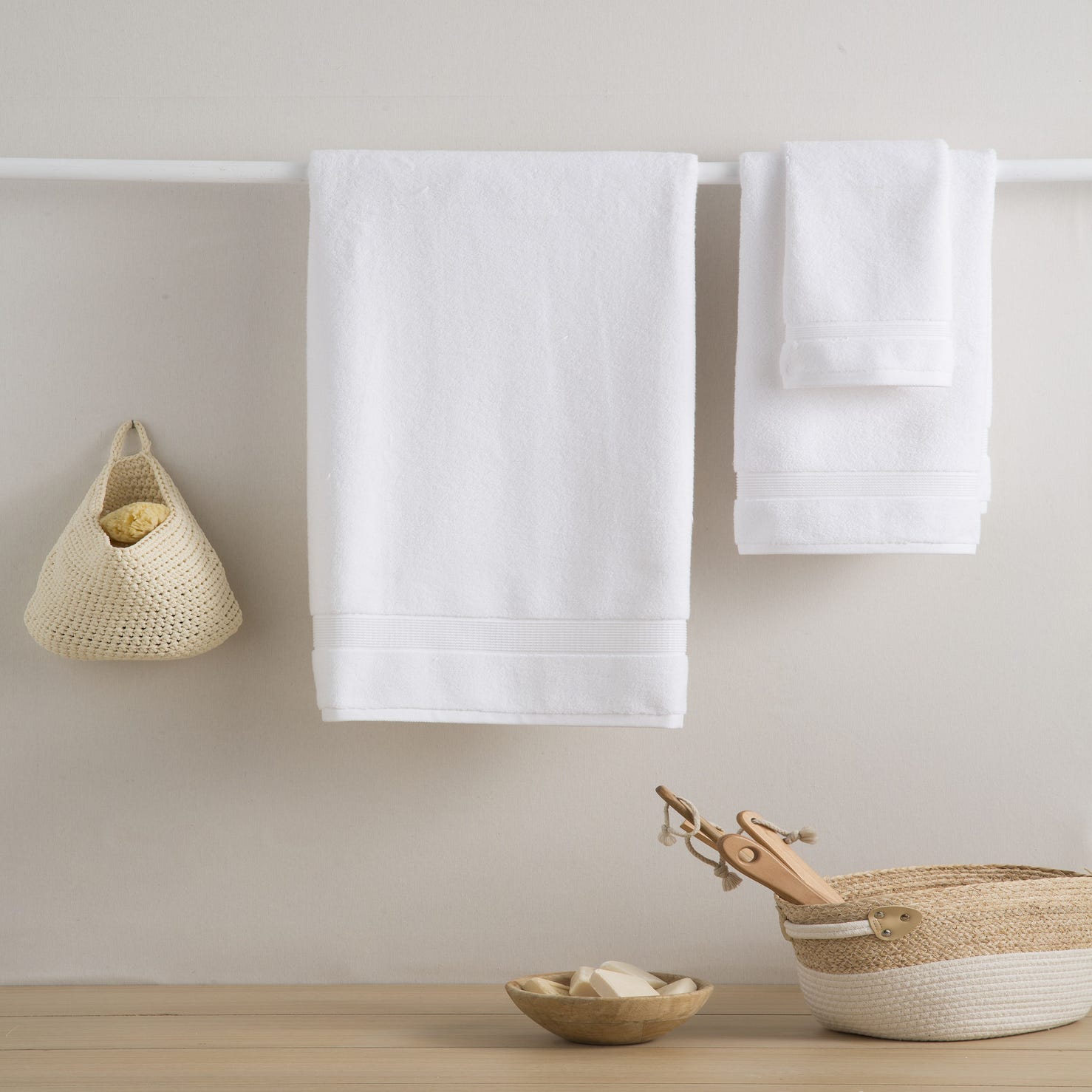 Les serviettes de table coton bio blanches Ensemble de 2