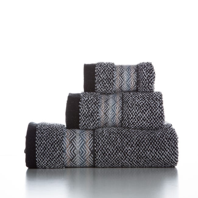 Set de ducha 3 toallas Adriatico Negro/Blanco jacquard de algodón 500  gramos