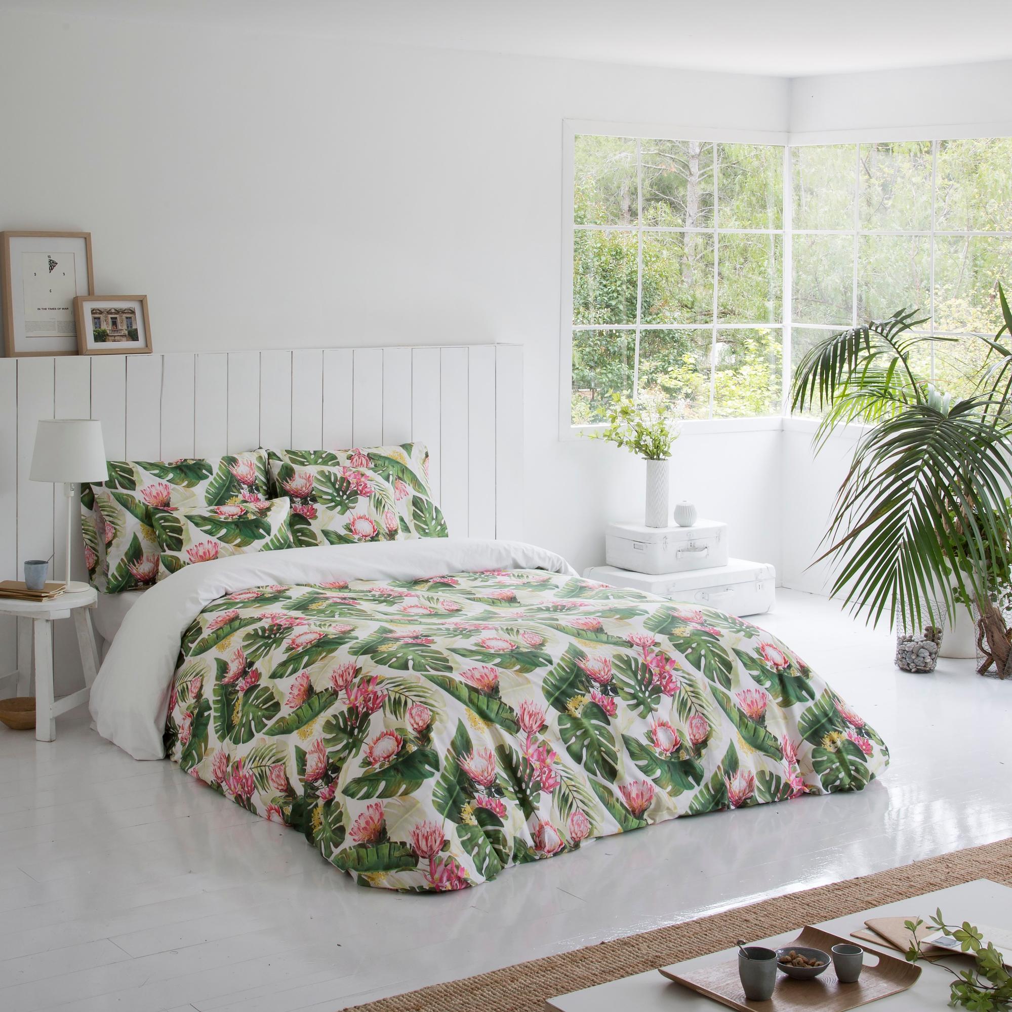 Copripiumino Tulipa Éthéré Per Letto 135 Cm, 220x220 Cm, In Cotone 200 Fili, Chiusura A Bottoni, Design Floreale, Certificato OEKO-TEX