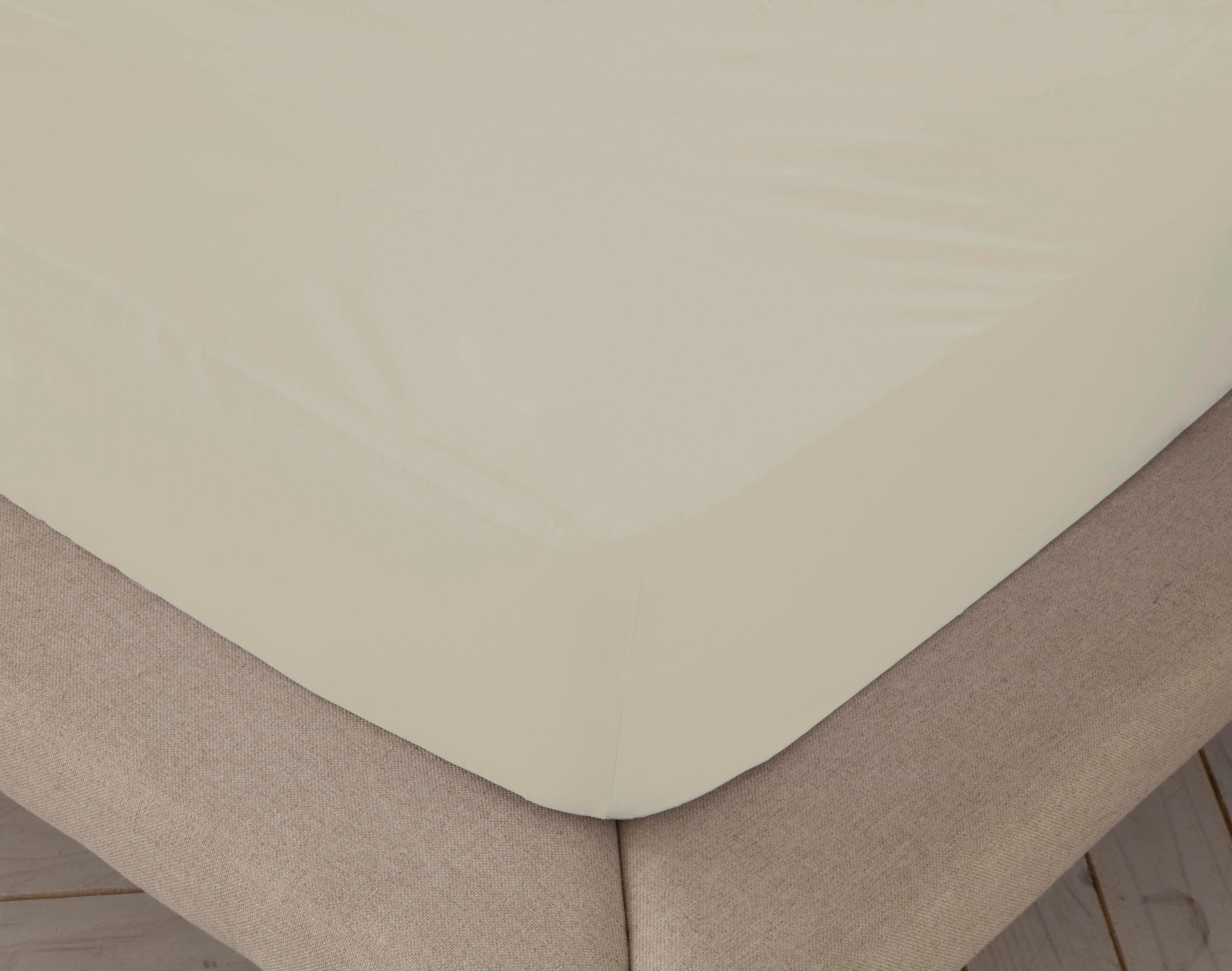 Sábana bajera ajustable lisa Natrual cama 150 cm - 150x190/200 cm, 100%  algodón.