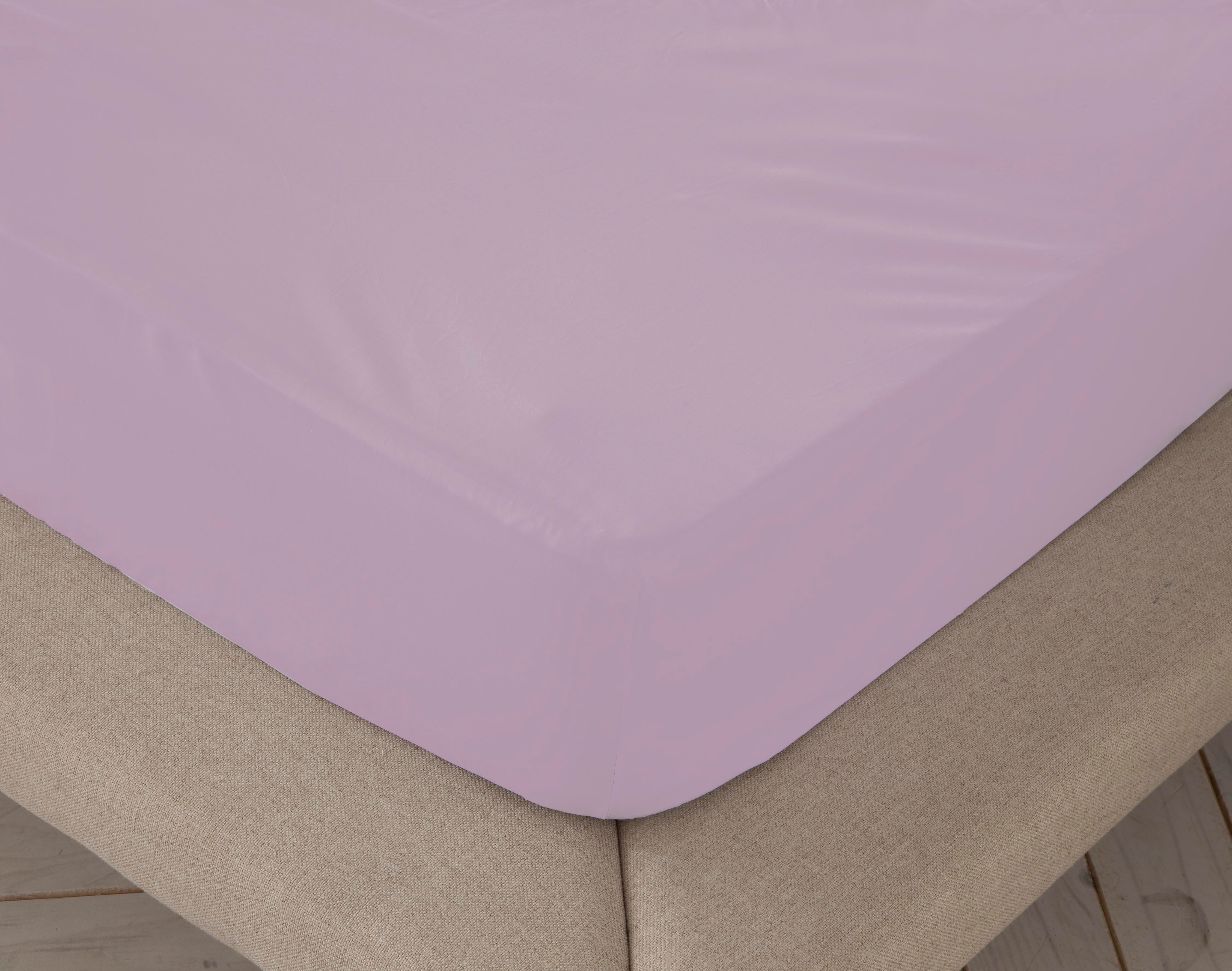 Lenzuolo sotto liscio e adattabile nella tonalità liscia Viola letto 180 cm  - 180x190/200 cm, 100% cotone.