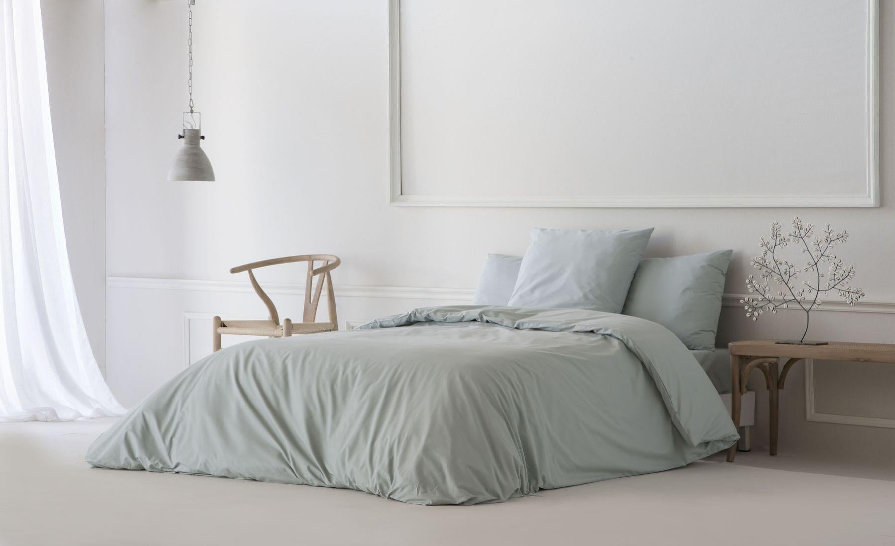 Funda nórdica lisa agua cama 90 cm - 150x220 cm, algodón 200 hilos. cierre con botones.