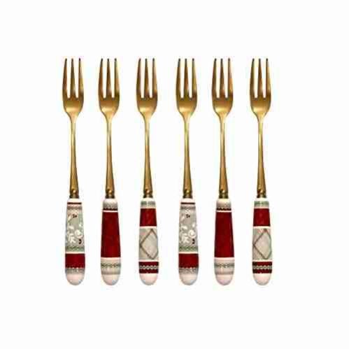Brandani 52380 Set 6 Forchettine Old Gold Connubio, cm 15,5, Acciaio