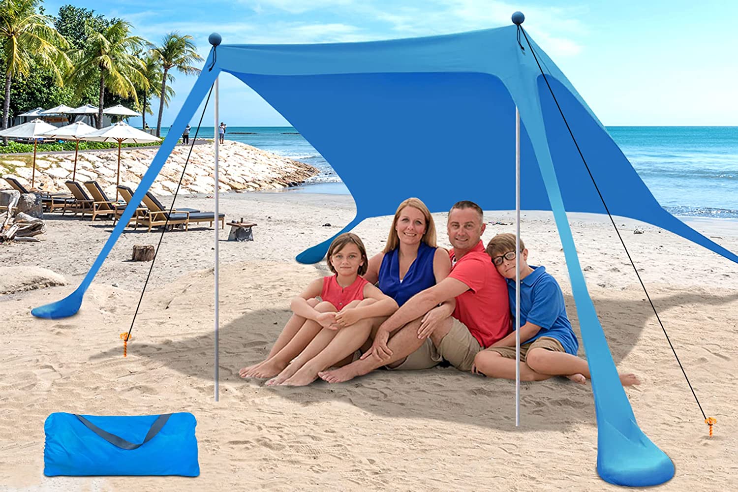 Auvent de plage Tente de plage Pop Up Shade Abri solaire portable Facile à  installer pour la pêche au camping en plein air en famille (79x 63Wx 59)