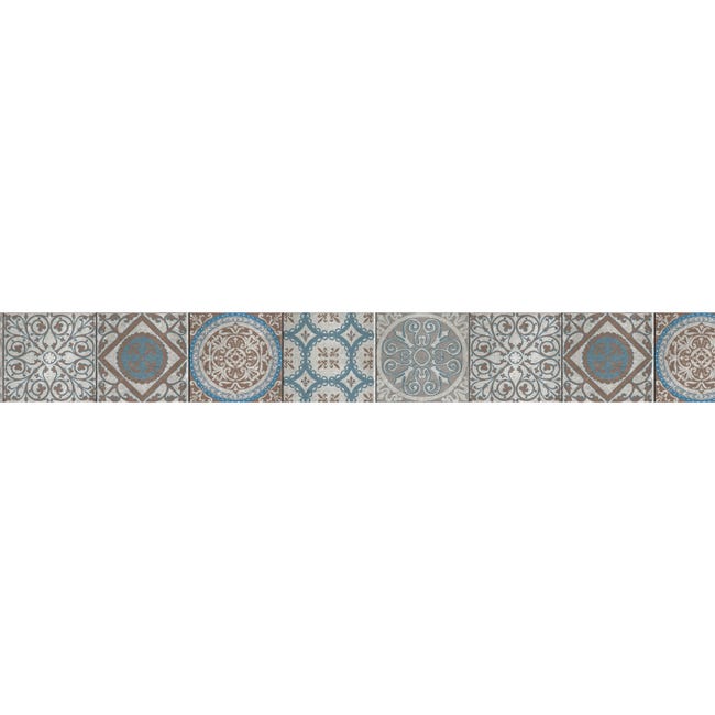 Cenefa adhesiva Azulejos gris / plata 10 cm