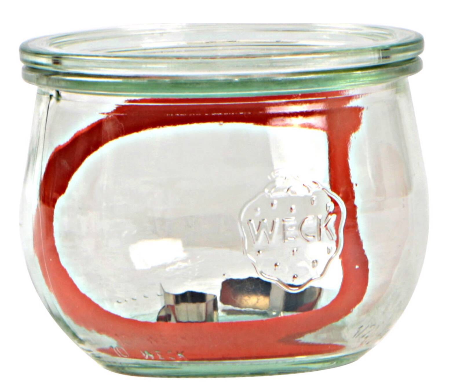 Weck Vasetto ml 580 con Coperchio 10 cm, Completo di Guarnizione e Clips,  Vetro, Trasparente
