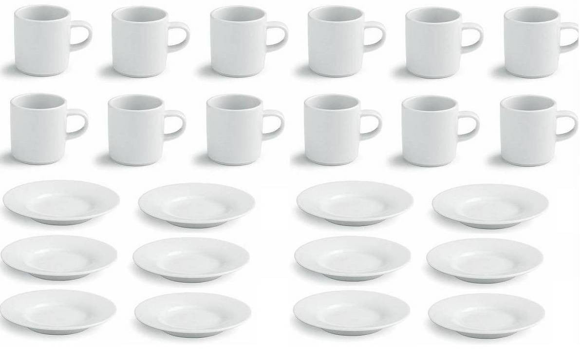 Tognana Essential Bianco, set 12 Tazza da caffè 85 cc, con piattino in fine  Porcellana