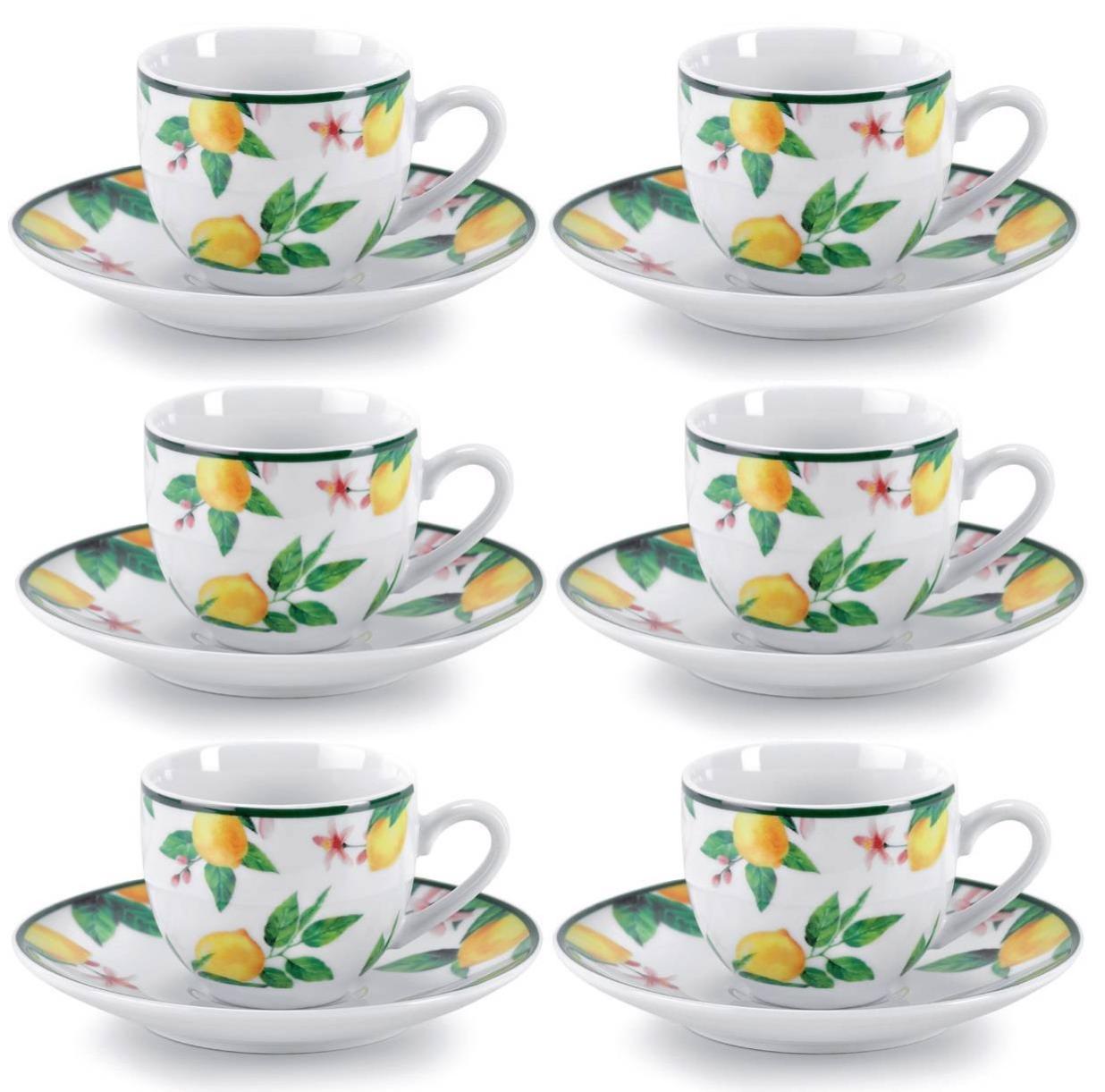 Set Di 6 Tazze Da Colazione In Porcellana 420 Ml - Giallo Chiaro, Adatte A Microonde E Lavastoviglie