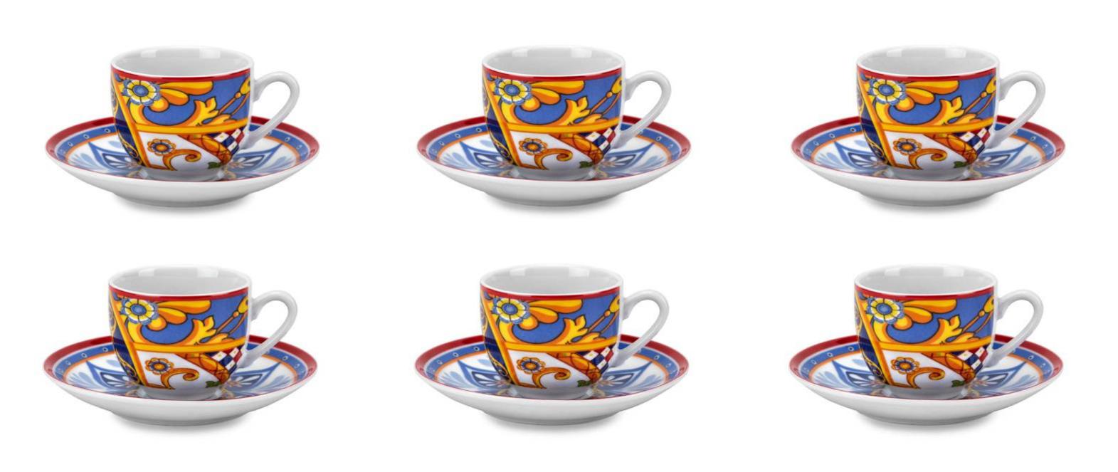 Set 6 Tazze Da Caffè Con Piattino - Porcellana Tognana Bianca, Lavabile In Lavastoviglie