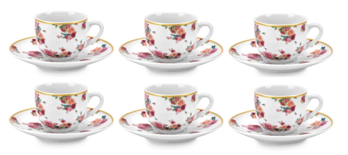 Service à Café Royal Albert Summer Garland - 6 Tasses Et 6 Soucoupes En Porcelaine