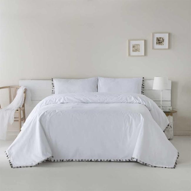 COTTON ARTean - Funda nórdica orio gris 100% algodón orgánico gris cama 105