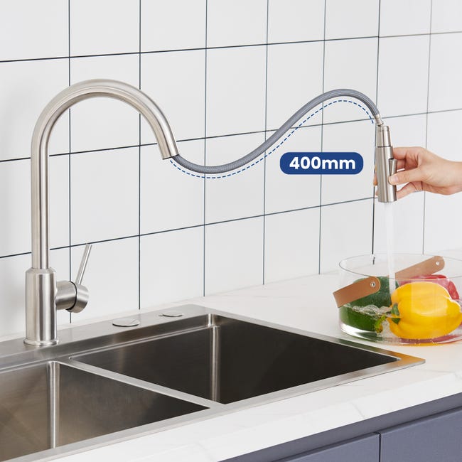 Gold robinet de cuisine extensible avec de douche 360 ° Robinet Cuisine  Évier