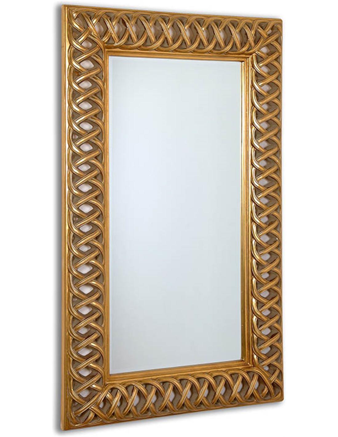 Espejo Biselado Rectangular Espejo biselado rectangular con marco dorado forma trenzado rin | Leroy ...