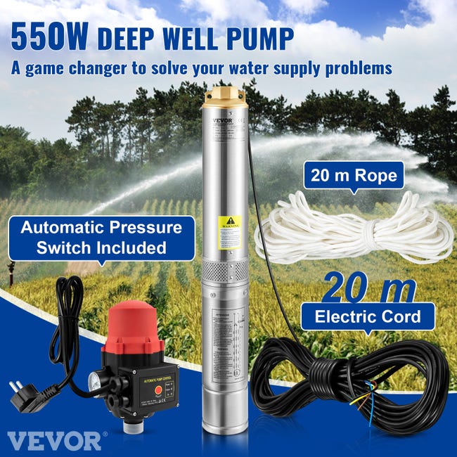 Pompe à eau manuelle - Pompe à eau pour puits profonds - En acier  inoxydable - Profondeur : 10 m 