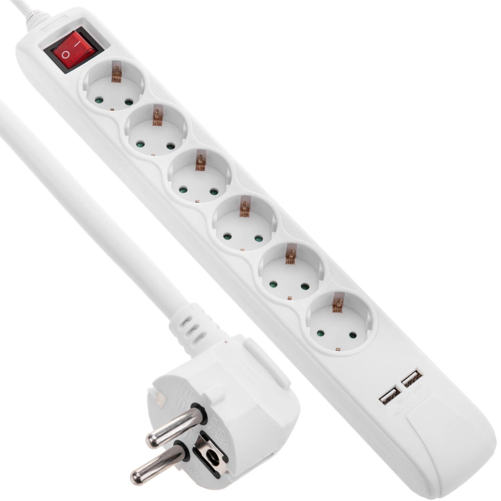 Multiprise Avec Interrupteur 1.8M 4000W, 8 Prises Et 5 USB Tour Multiprise Parefoudre Avec