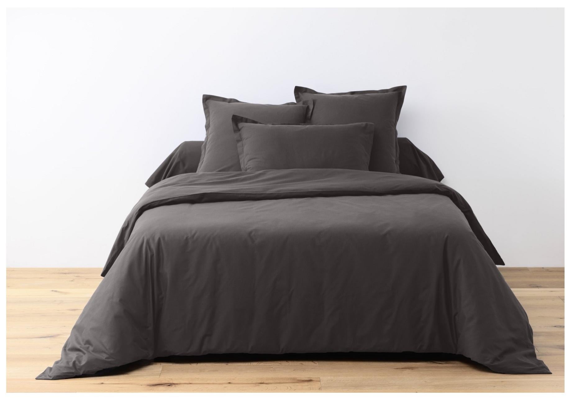 Housse de couette + 2 taies 200 x 200 cm Passion anthracite | Leroy Merlin