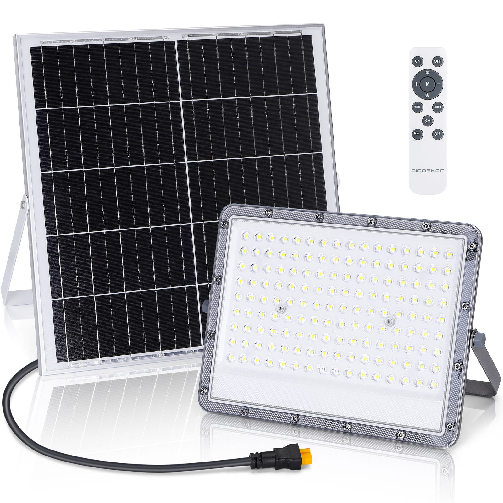 Proyector Led Solar 100W 1000 lúmenes con mando panel separado 6500K