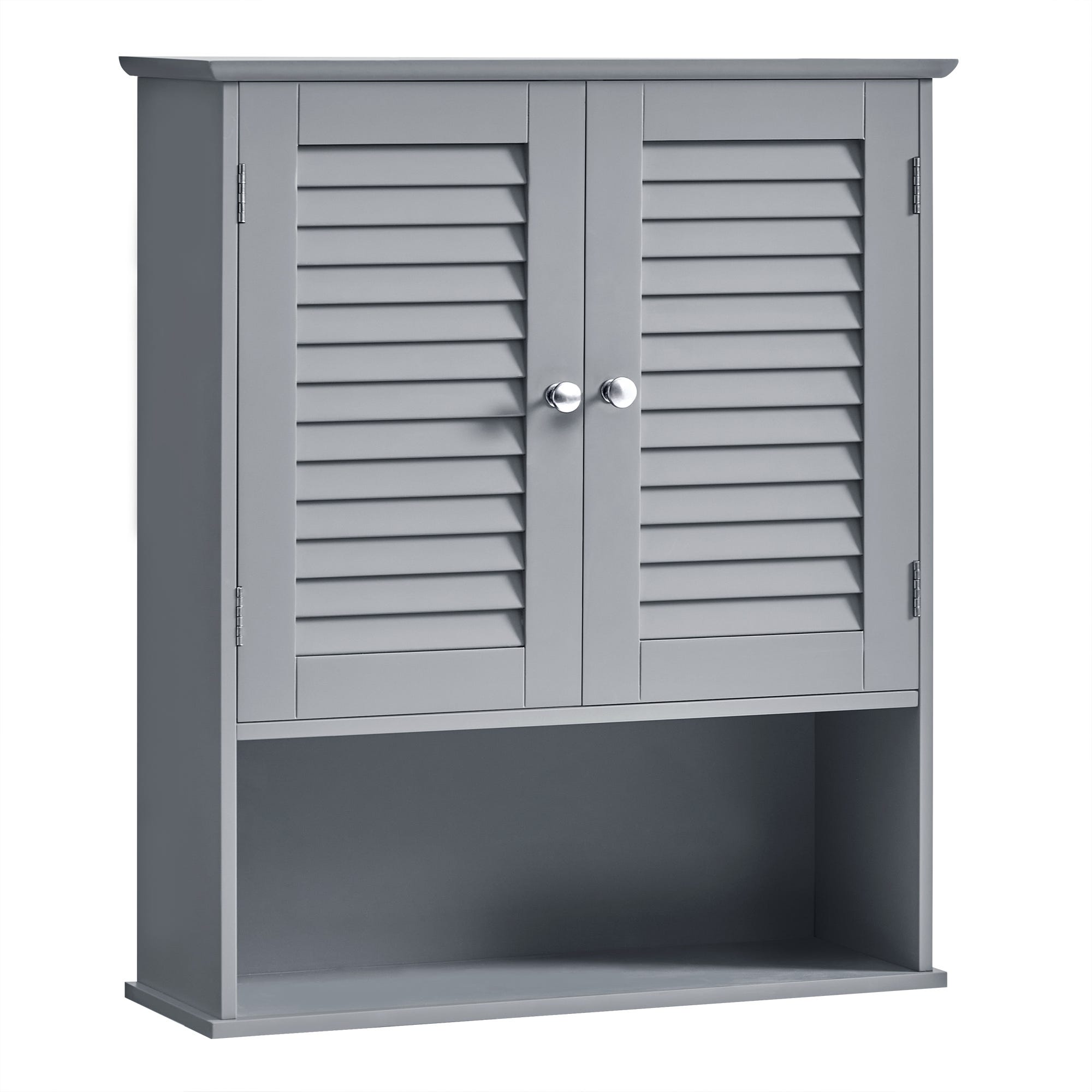 Armoire de rangement de salle de bain, meuble de rangement avec étagère  ouverte et placard à porte, 45 x 30 x 84 cm gris