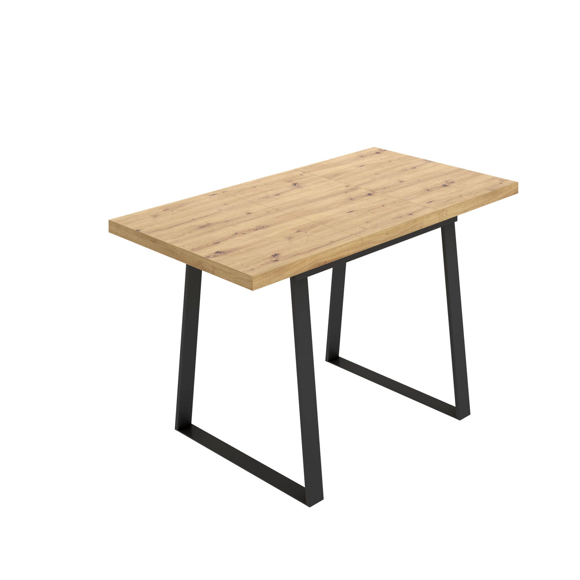Mesa de comedor redonda extensible 100/180 en madera de roble con pata  metálica negra Anais