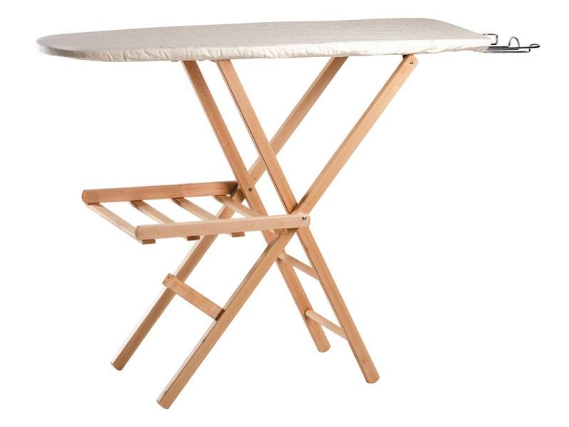 Asse Da Stiro In Legno Di Faggio - Piano In Abete 117x35 Cm