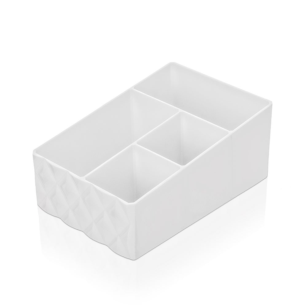 Organizer porta trucchi e cosmetici in plastica trasparente con 4 scomparti