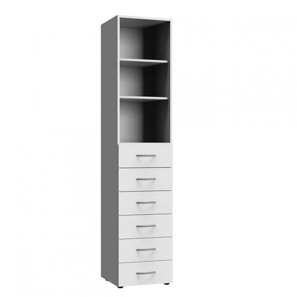 Colonne de rangement LUND 6 tiroirs blanc mat 40 x 40 cm profondeur