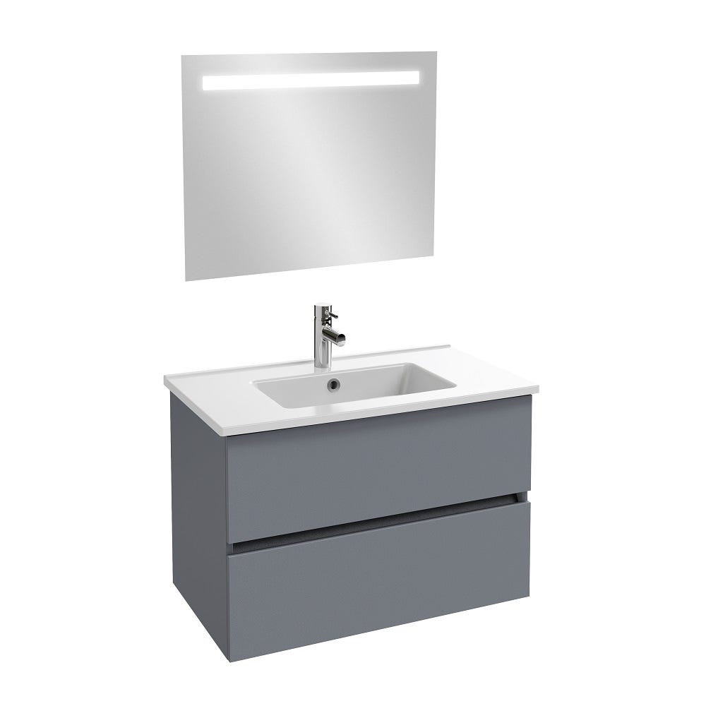 Mueble bajo lavabo gris antracita 81 x 46,50 cm Jacob Delafon Tolbiac y  espejo led