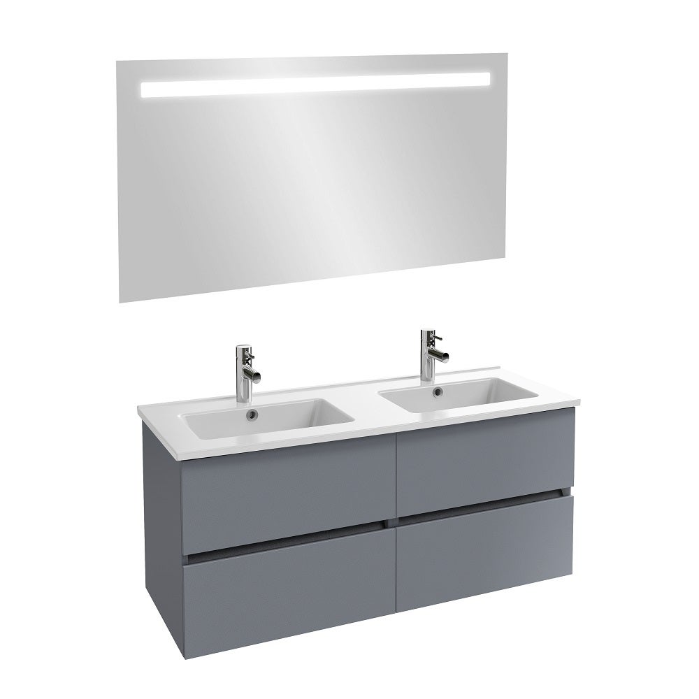 Mueble bajo lavabo con lavabos dobles de roble 121 x 46,50 cm Jacob Delafon  Tolbiac y espejo led