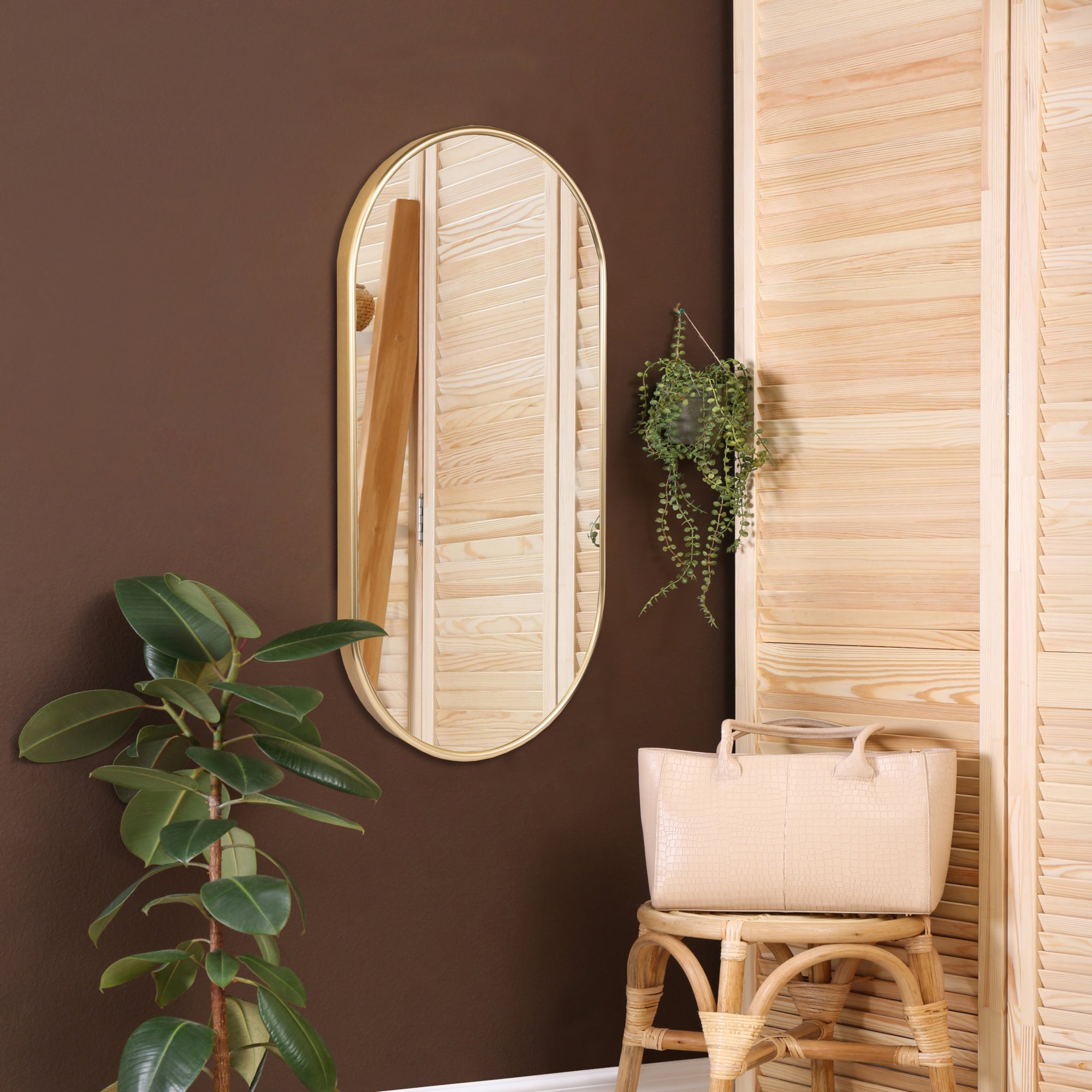 Specchio da porta orientabile in vetro e alluminio con cornice color oro  30x60 cm Vida XL - Habitium®